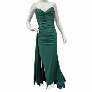 Jessica Angel Green Strapless Ruched Maxi Prom Gown Dress Size 8